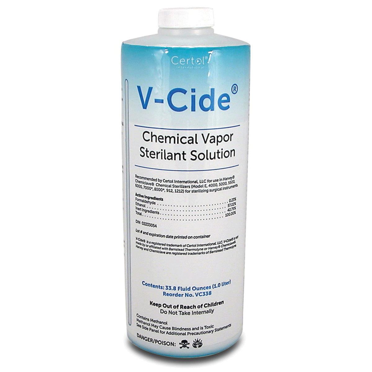Certol VC338 V-Cide Chemical Vapor Sterilant Solution 1L 4/Bx EXP Mar 2023 Certol VC338 V-Cide Chemical Vapor Sterilant Solution 1L 4/Bx EXP Mar 2023